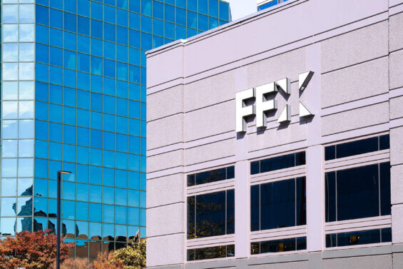 The exterior of the FCEDA building, with a sign that reads "FFX".