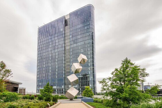 Buildings and traffic in Crystal City, Virginia, location of the Amazon HQ2 building.